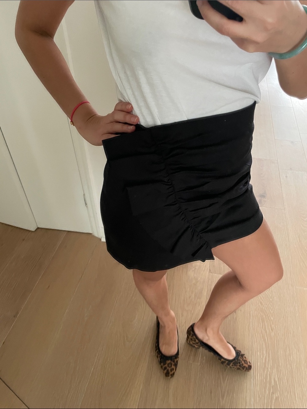 Black Ruched Mini Skirt - Women